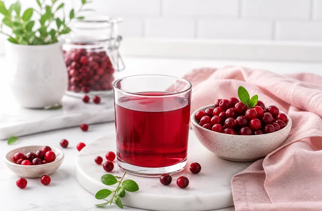 Клюквенный напиток и свежая клюква